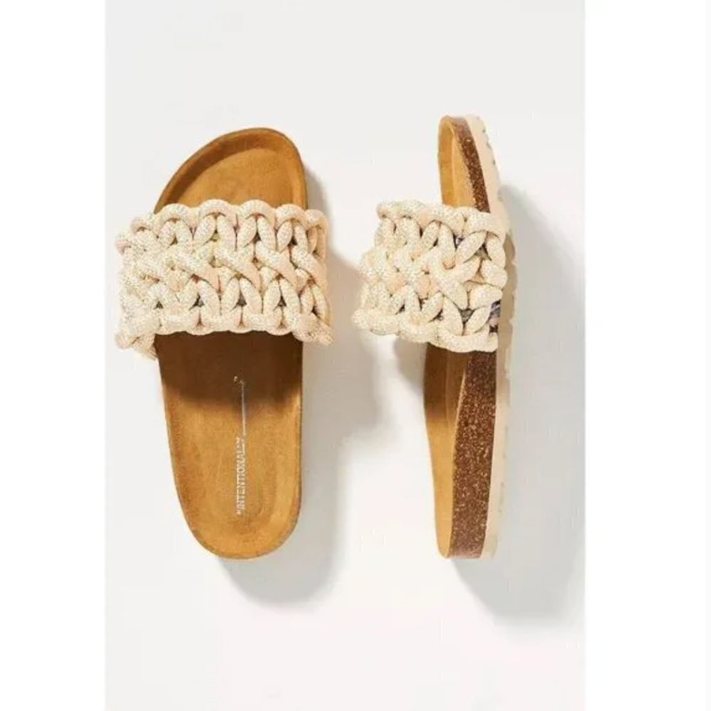 Anthropologie Intentionally Blank Macro Slide Sandals Size 37 JB